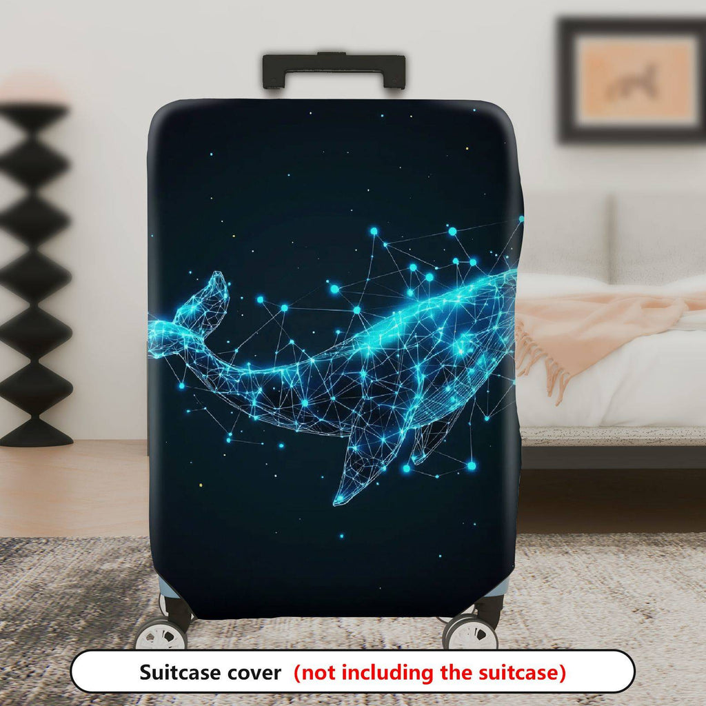 1-Piece Cosmic Whale Starry Network Futuristic Digital Abstract  Suitcase Luggage Cover, Stretch Protective Sleeve