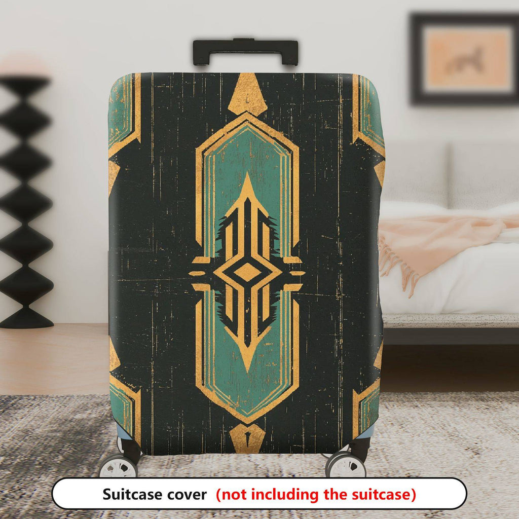1-Piece Geometric Vintage Abstract Art Deco Pattern  Suitcase Luggage Cover, Stretch Protective Sleeve