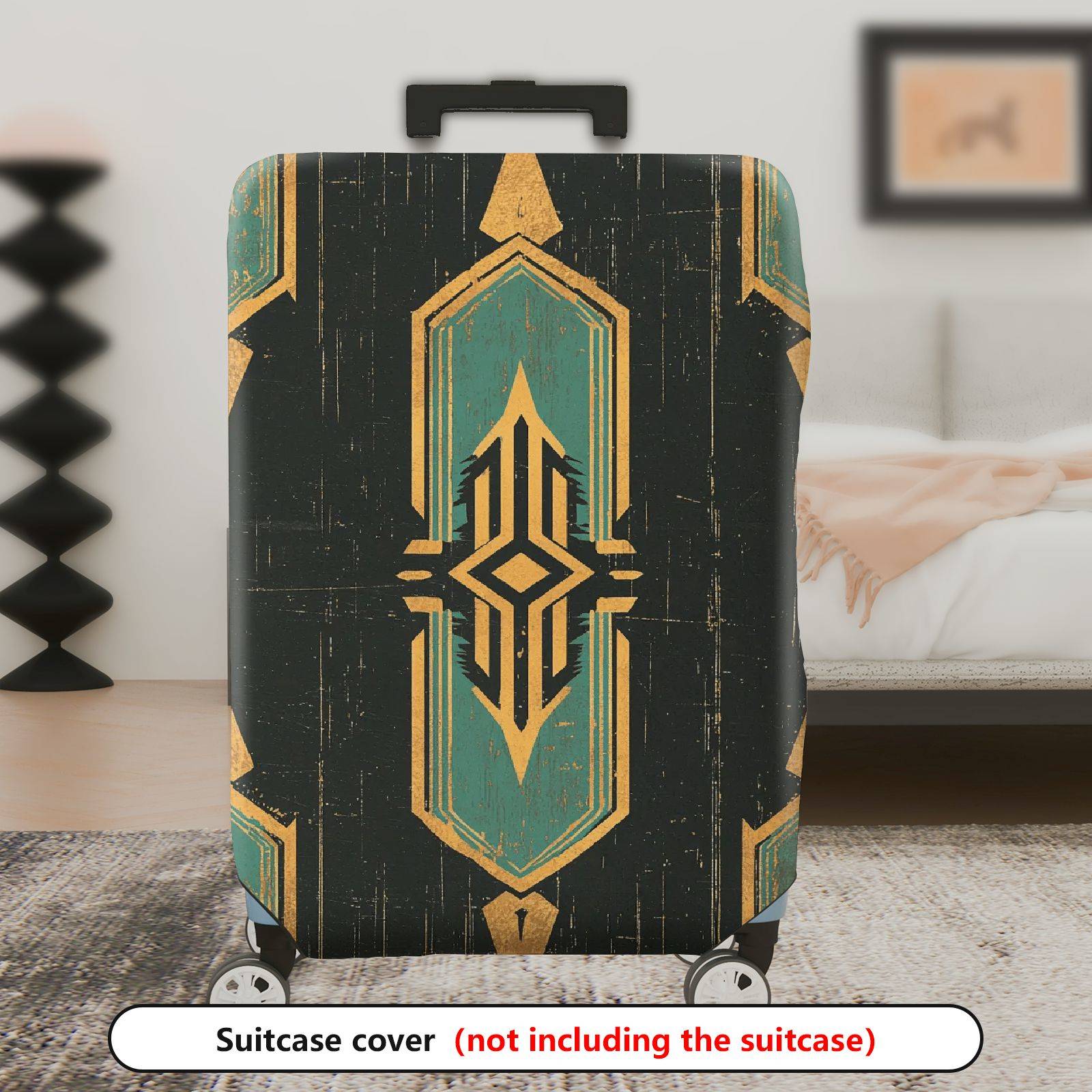 1-Piece Geometric Vintage Abstract Art Deco Pattern  Suitcase Luggage Cover, Stretch Protective Sleeve
