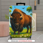 1-Piece Buffalo Prairie Nature Wildlife Bovidae Landscape  Suitcase Luggage Cover, Stretch Protective Sleeve