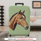 1-Piece Geometric Horse Art Animal Pattern Green  Suitcase Luggage Cover, Stretch Protective Sleeve