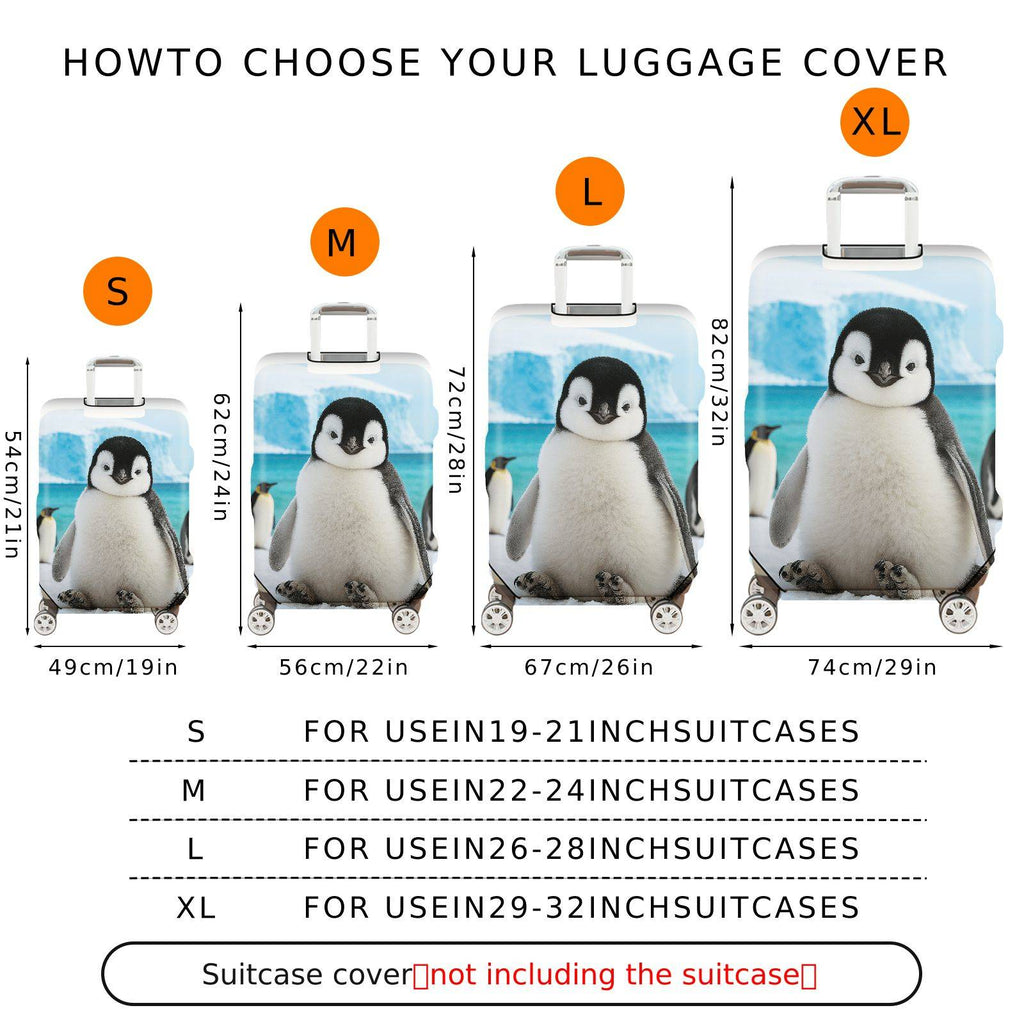 1-Piece Cute Penguin Arctic Ice Snow Wildlife Travel  Suitcase Luggage Cover, Stretch Protective Sleeve
