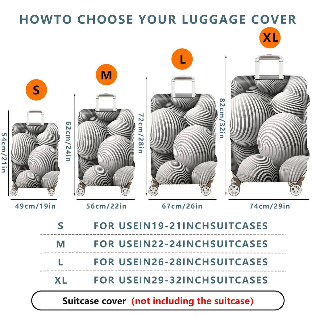 1-Piece Monochrome Striped Abstract Geometric Illusion Artistic  Suitcase Luggage Cover, Stretch Protective Sleeve