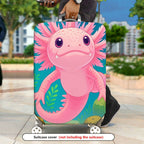 1-Piece Axolotl Underwater Cute Playful Fun Whimsical  Suitcase Luggage Cover, Stretch Protective Sleeve