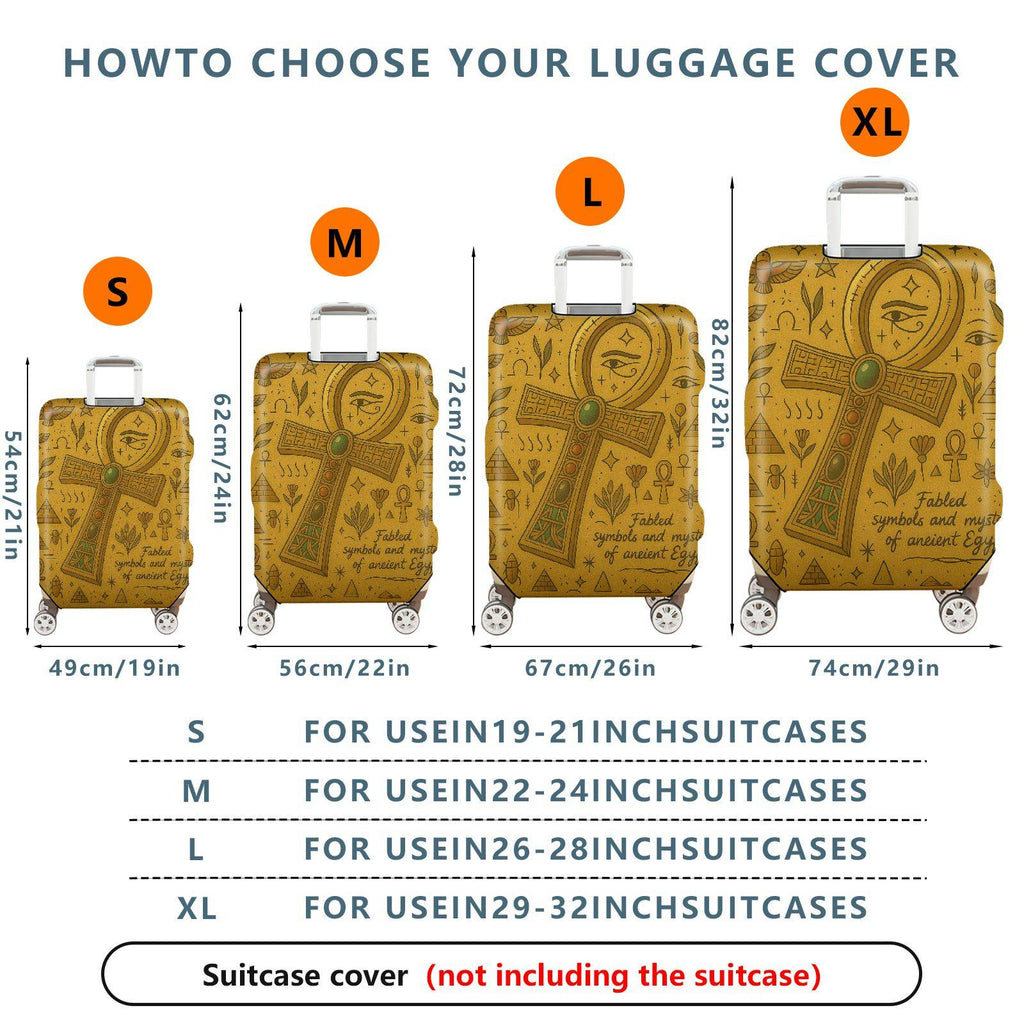 1-Piece Ancient Egyptian Hieroglyphic Ankh Mystical Pyramid  Suitcase Luggage Cover, Stretch Protective Sleeve