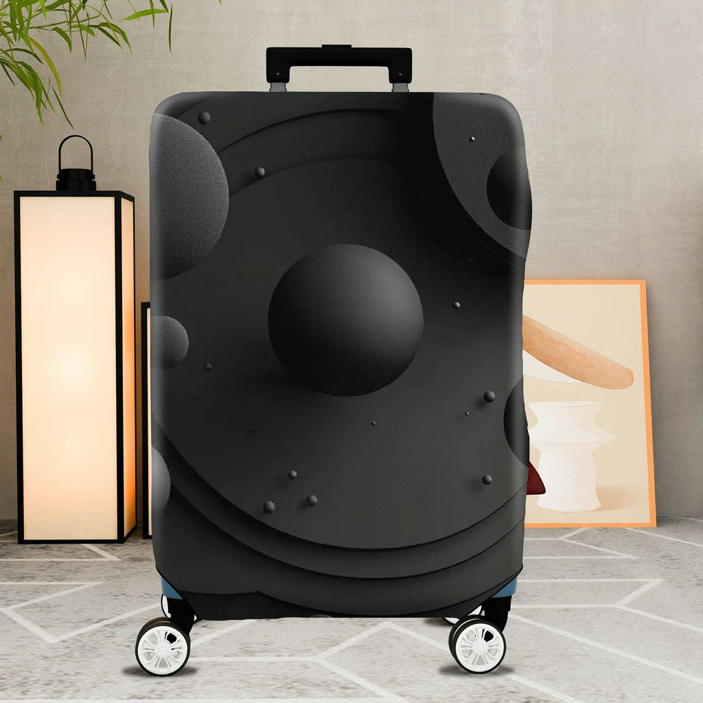 1-Piece Black Sphere Abstract Geometric Modern Art  Suitcase Luggage Cover, Stretch Protective Sleeve
