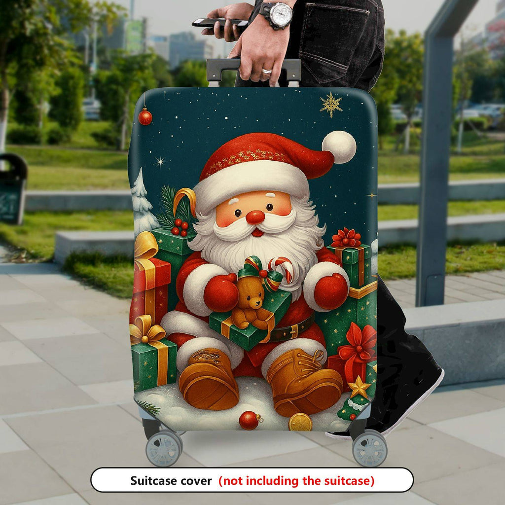 1-Piece Santa Claus Christmas Gift Holiday Celebration Merry  Suitcase Luggage Cover, Stretch Protective Sleeve