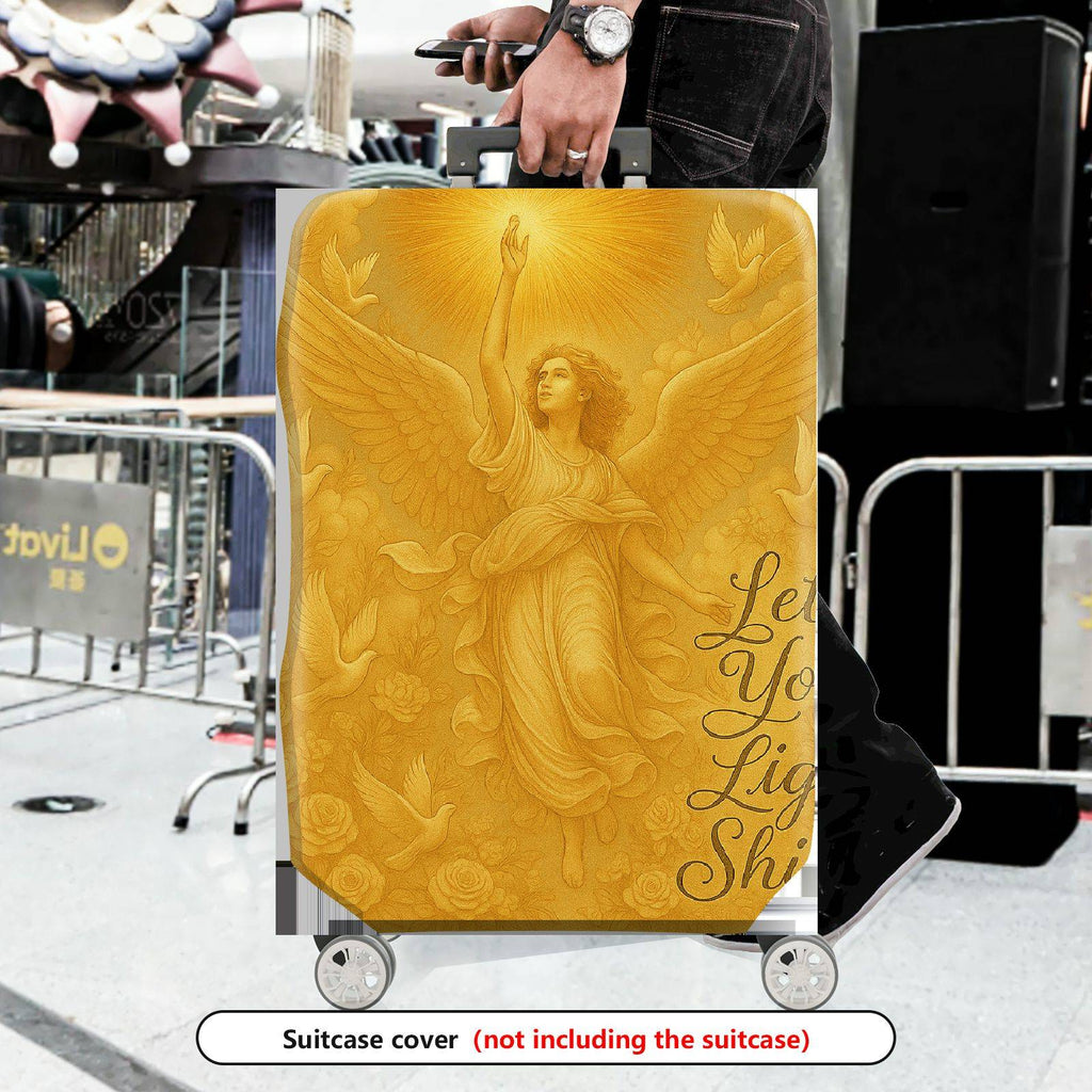 1-Piece Angel Wings Golden Pattern Inspirational Quote Luggage  Suitcase Luggage Cover, Stretch Protective Sleeve