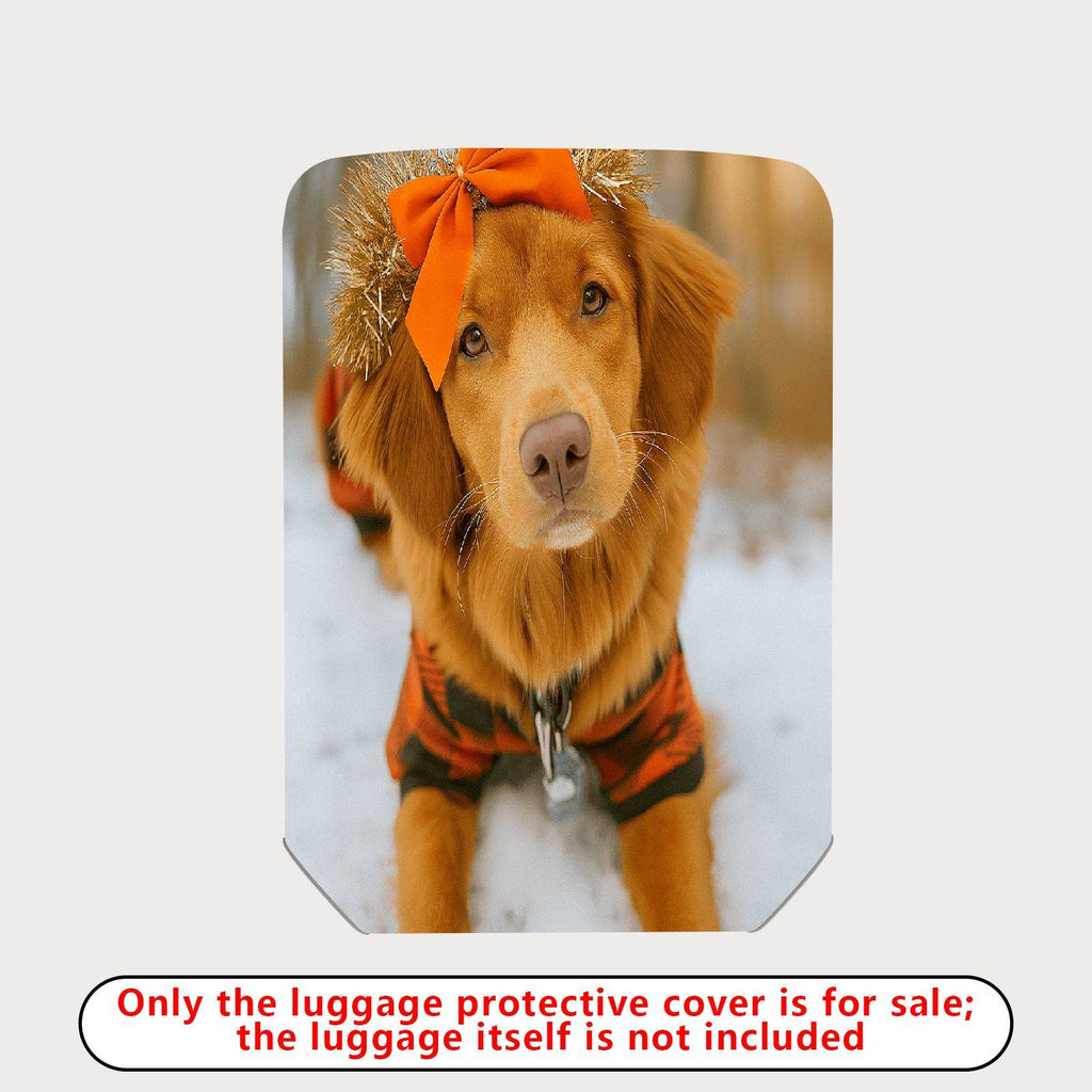 1-Piece Cute Dog Orange Winter Snow Festive  Suitcase Luggage Cover, Stretch Protective Sleeve