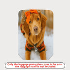 1-Piece Cute Dog Orange Winter Snow Festive  Suitcase Luggage Cover, Stretch Protective Sleeve