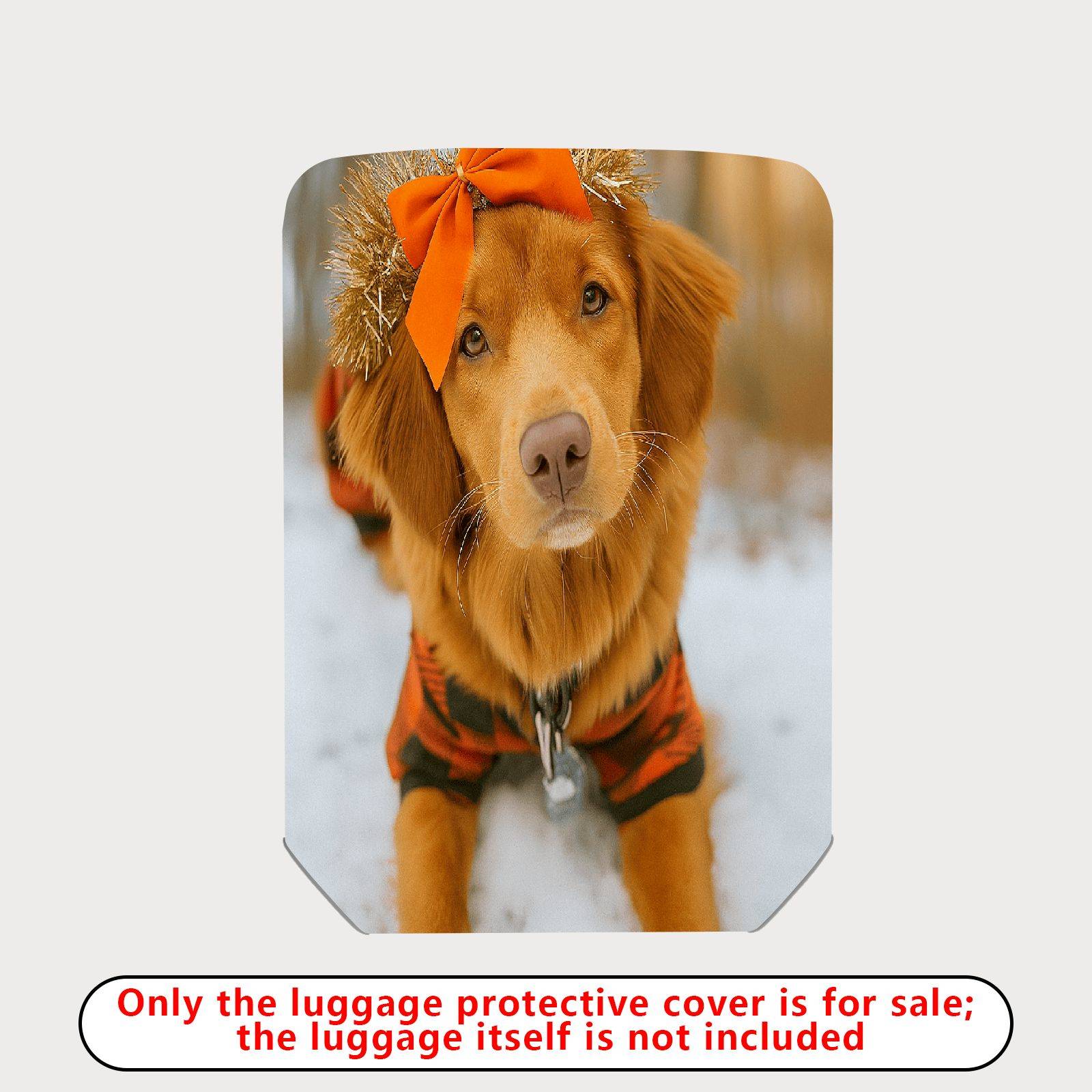 1-Piece Cute Dog Orange Winter Snow Festive  Suitcase Luggage Cover, Stretch Protective Sleeve