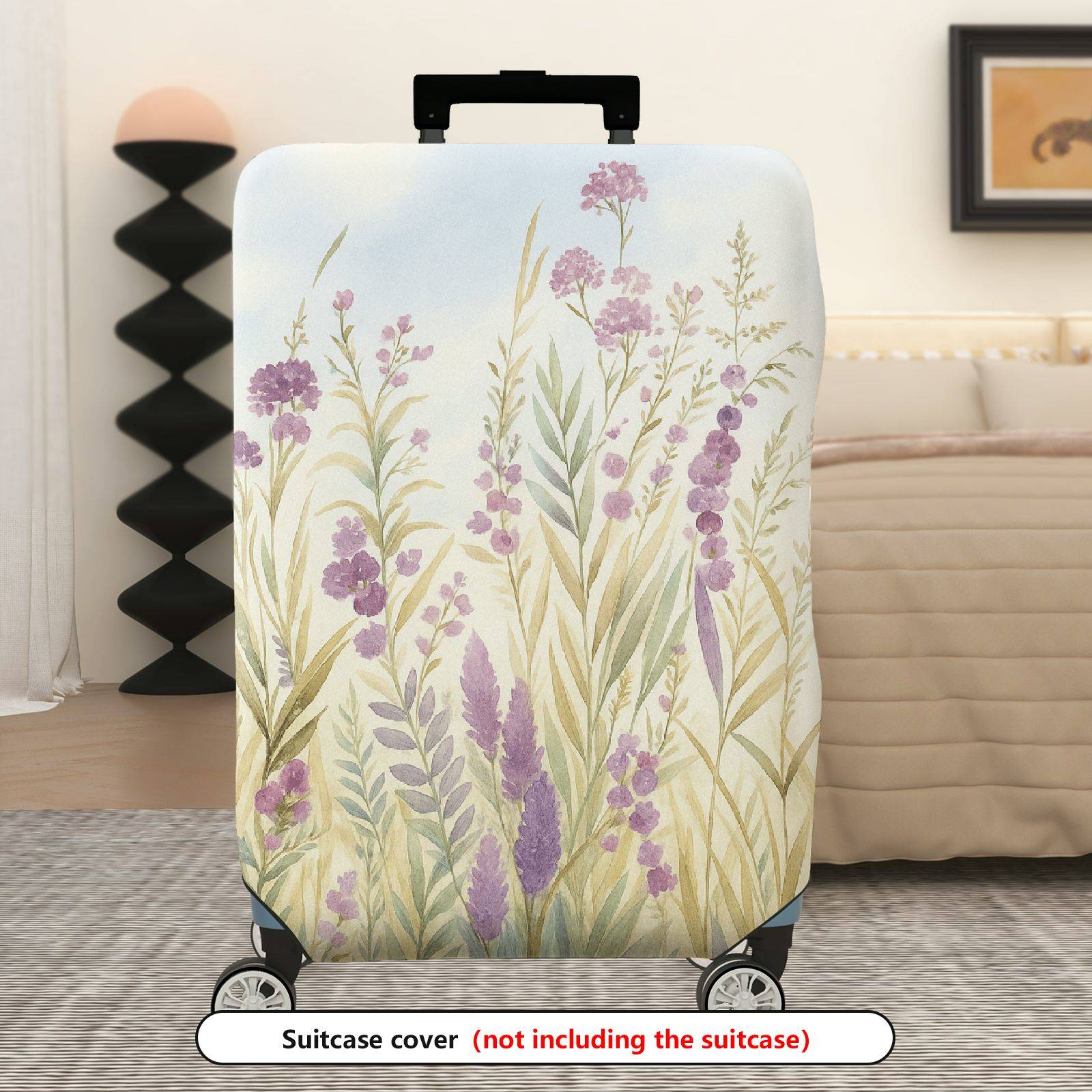 1-Piece Retro Floral Pastoral Wildflower Landscape Nature  Suitcase Luggage Cover, Stretch Protective Sleeve