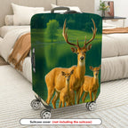 1-Piece Deer Nature Lake Forest Wildlife Landscape  Suitcase Luggage Cover, Stretch Protective Sleeve