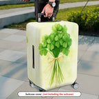 1-Piece Clover Green Floral Ribbon Luck Retro Holiday  Suitcase Luggage Cover, Stretch Protective Sleeve