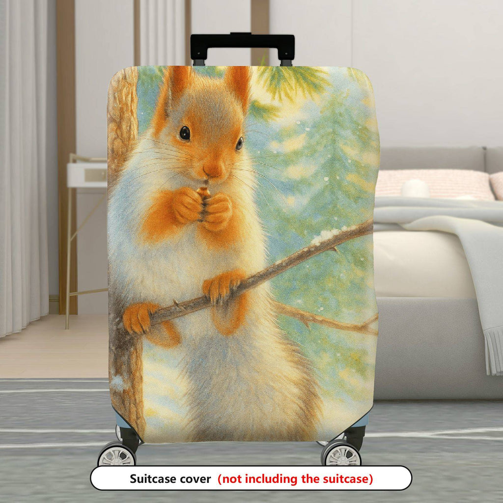 1-Piece Forest Squirrel Winter Scene Cute Animal Nature  Suitcase Luggage Cover, Stretch Protective Sleeve