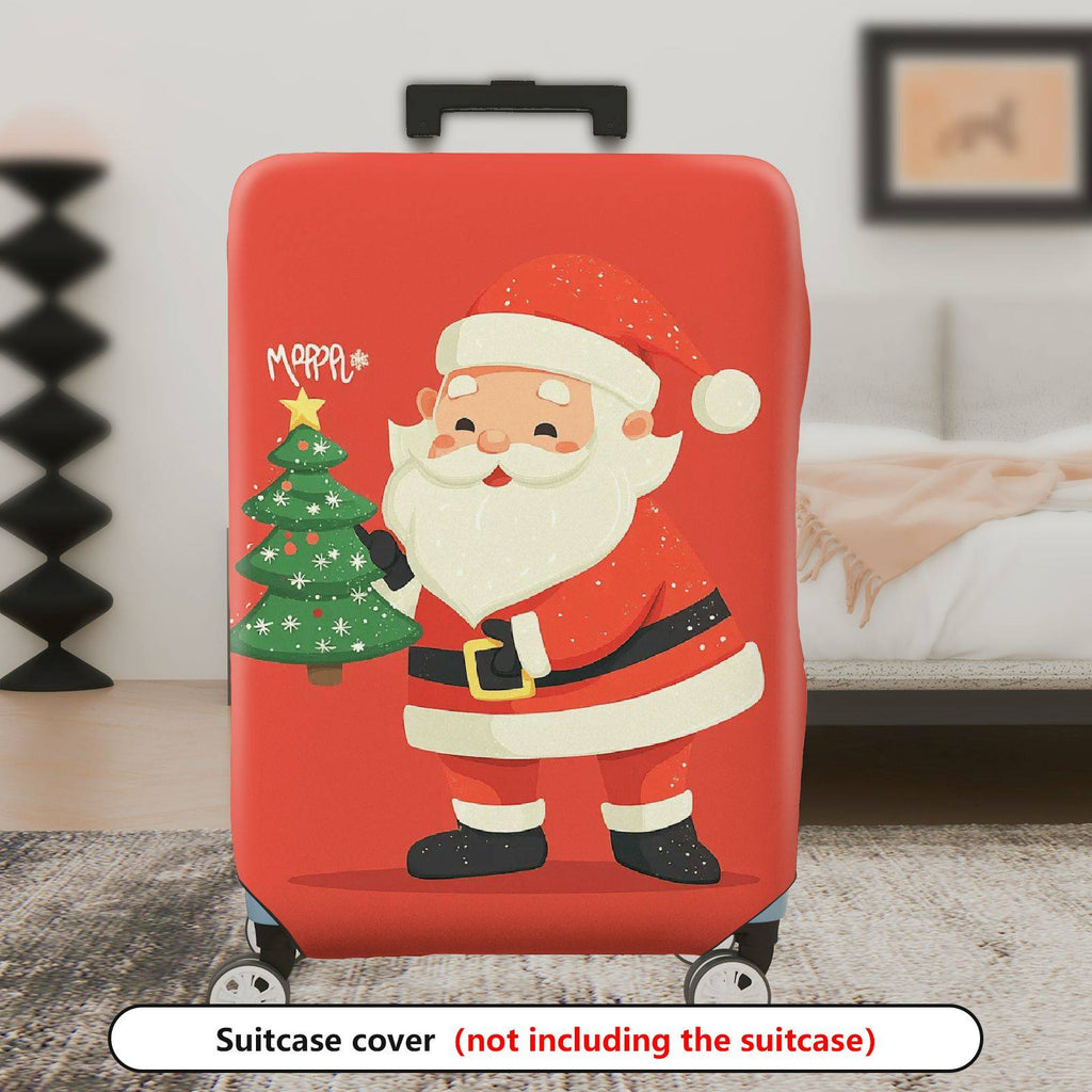 1-Piece Santa Claus Christmas Tree Red Holiday Festive  Suitcase Luggage Cover, Stretch Protective Sleeve