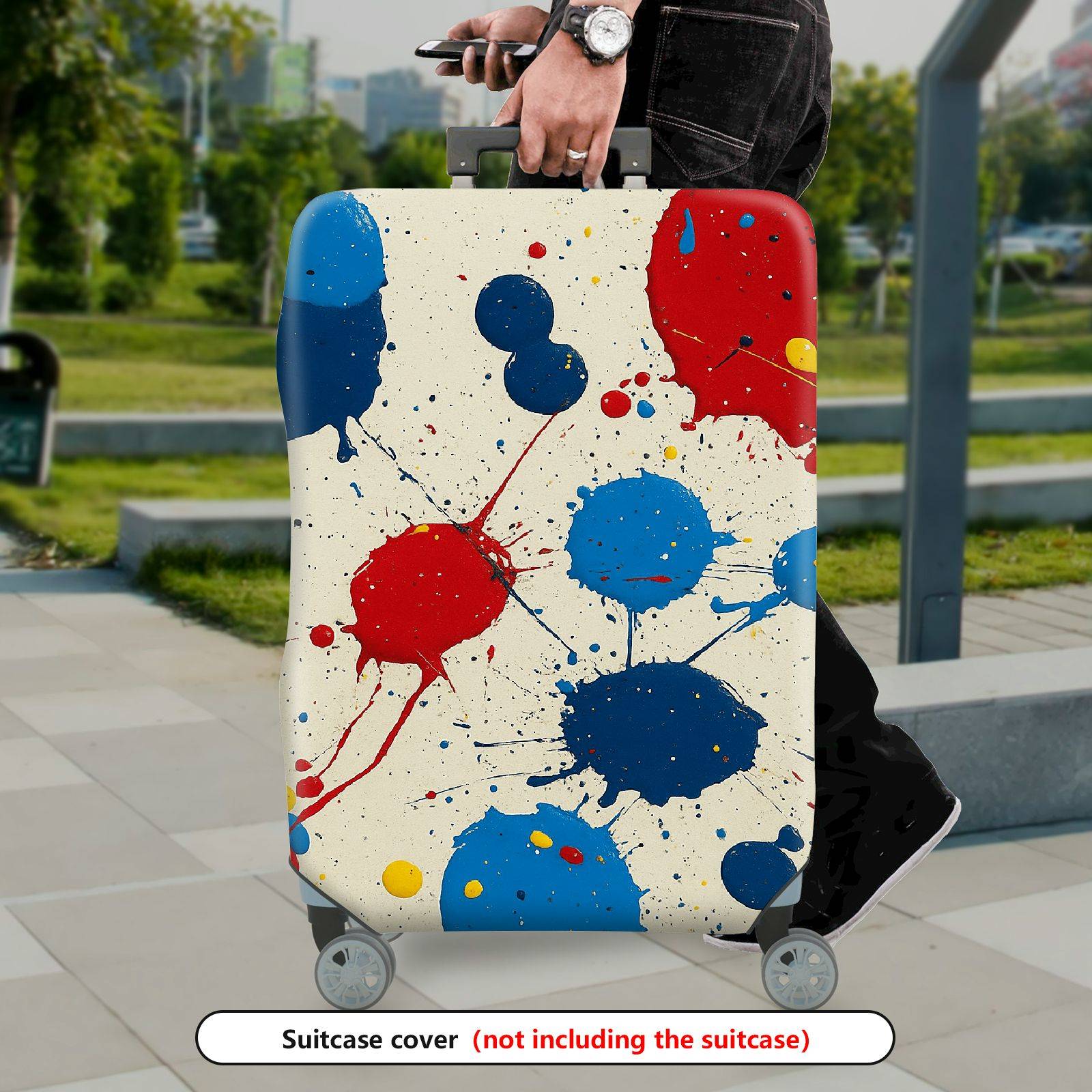 1-Piece Abstract Splatter Colorful Paint Art Pattern  Suitcase Luggage Cover, Stretch Protective Sleeve