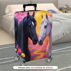 1-Piece Horse Sunset Floral Art Romance Colorful  Suitcase Luggage Cover, Stretch Protective Sleeve