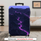 1-Piece Abstract Mountain Lightning Night Landscape Sky  Suitcase Luggage Cover, Stretch Protective Sleeve