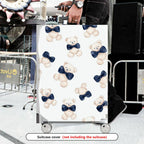 1-Piece Cute Teddy Bear Blue Bow Tie  Fun Playful  Suitcase Luggage Cover, Stretch Protective Sleeve