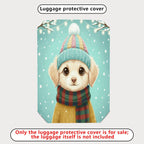 1-Piece Cute Winter Dog Snow Holiday Colorful Scarf  Suitcase Luggage Cover, Stretch Protective Sleeve