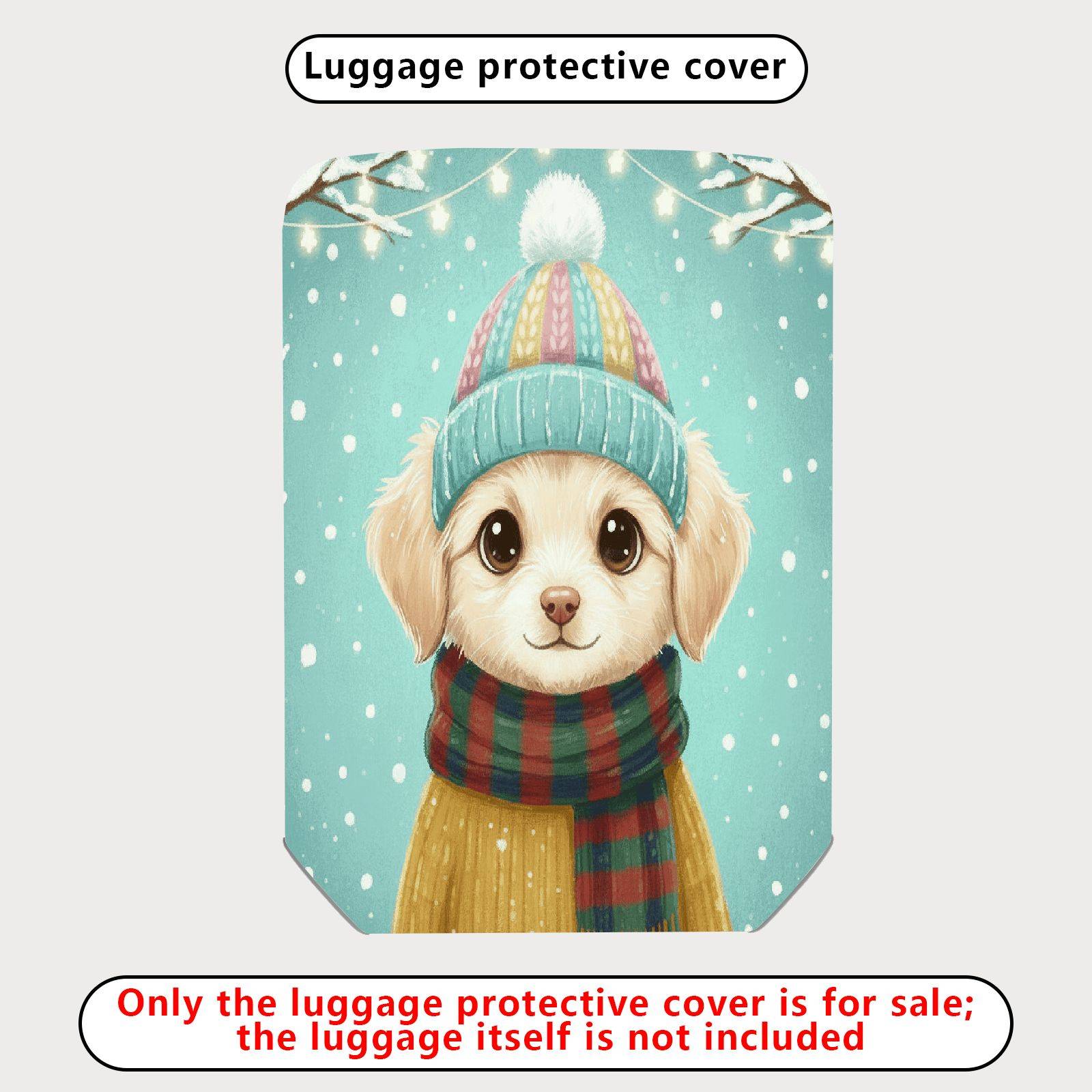 1-Piece Cute Winter Dog Snow Holiday Colorful Scarf  Suitcase Luggage Cover, Stretch Protective Sleeve