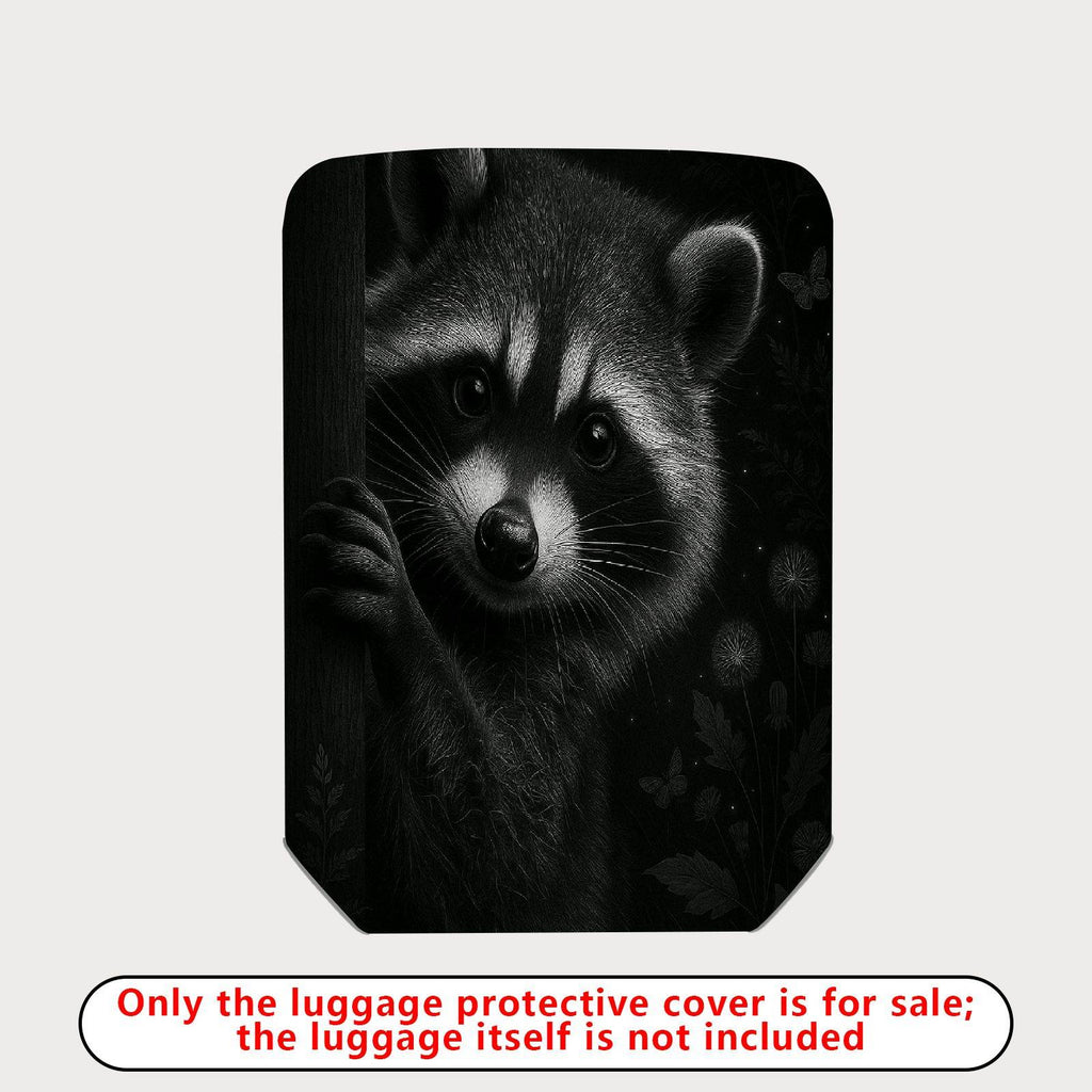 1-Piece Cute Raccoon Animal Black Floral Dandelion  Suitcase Luggage Cover, Stretch Protective Sleeve