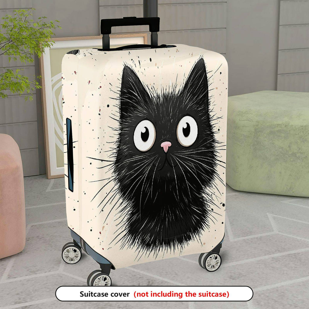 1-Piece Black Cat  Animal Cute Funny Stylish  Suitcase Luggage Cover, Stretch Protective Sleeve