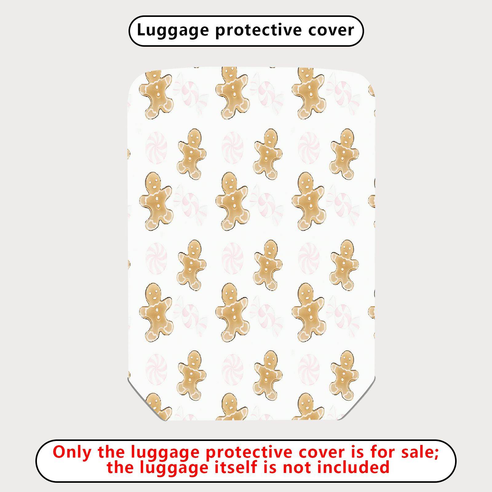 1-Piece Gingerbread Candy Christmas Holiday Festive  Suitcase Luggage Cover, Stretch Protective Sleeve