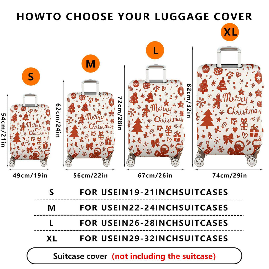1-Piece Christmas Festive Holiday Merry Gingerbread Snowman  Suitcase Luggage Cover, Stretch Protective Sleeve