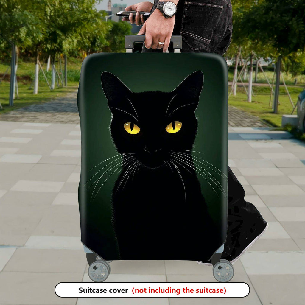 1-Piece Black Cat Pattern Mysterious Minimalist Artistic Luggage  Suitcase Luggage Cover, Stretch Protective Sleeve