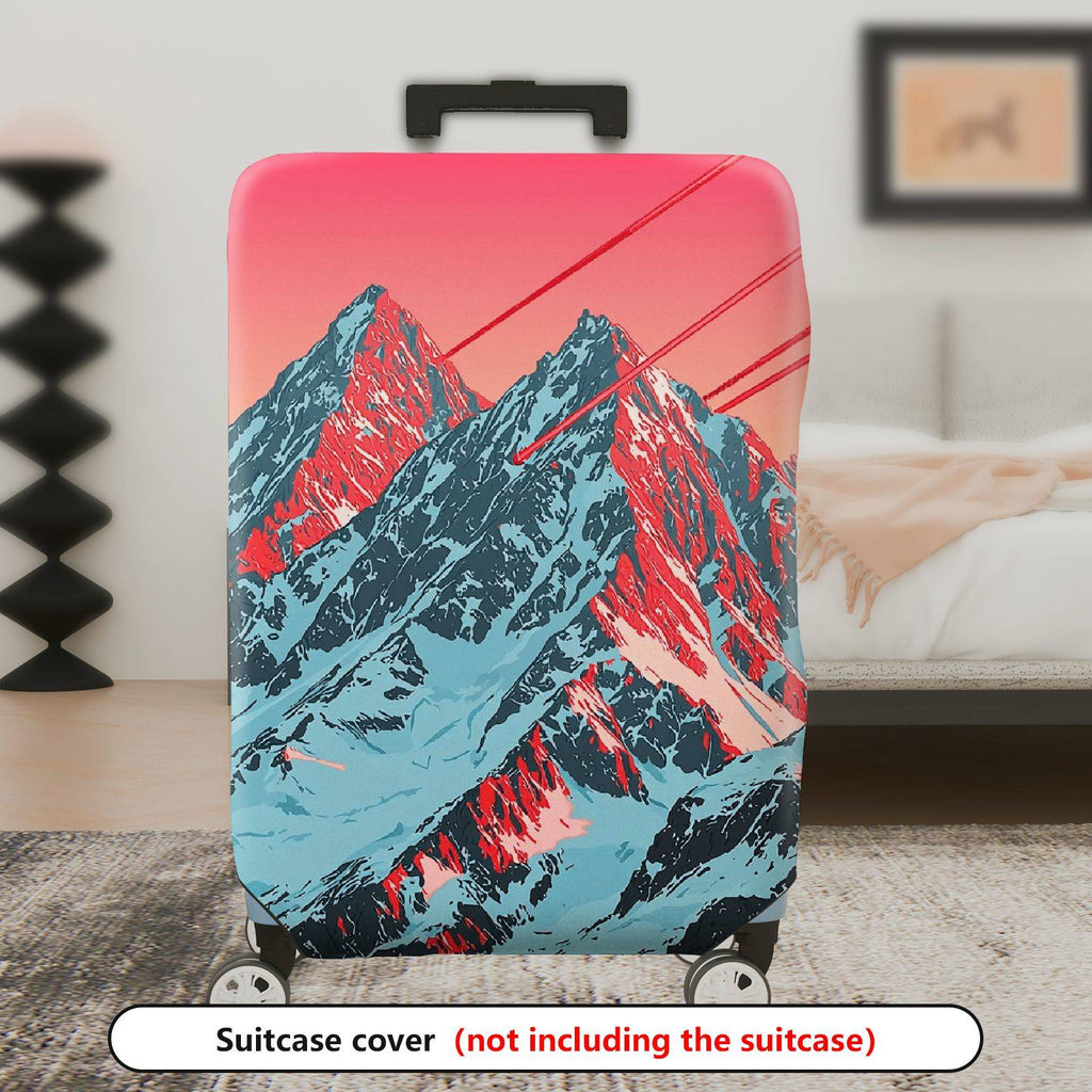 1-Piece Mountain Sunset Landscape Abstract Artistic Vibrant Colorful  Suitcase Luggage Cover, Stretch Protective Sleeve