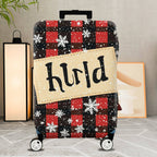 1-Piece Plaid Snowflake Rustic Winter Holiday Christmas  Suitcase Luggage Cover, Stretch Protective Sleeve