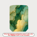 1-Piece Abstract Green Yellow Soft Wave Artistic  Suitcase Luggage Cover, Stretch Protective Sleeve