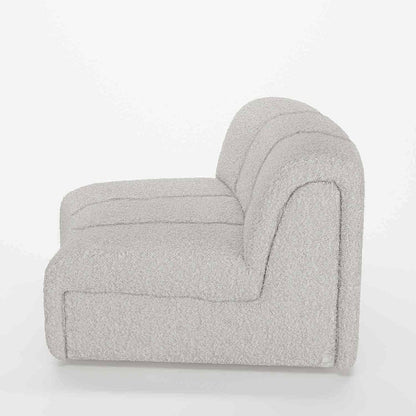 Chauffeuse d'angle pour canapé modulable en tissu bouclette gris-crème Hélène