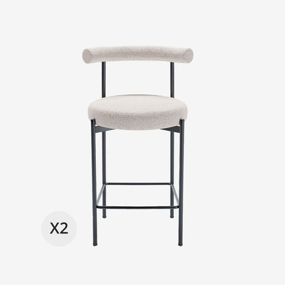 Lot de 2 chaises de bar velours crème Charlotte