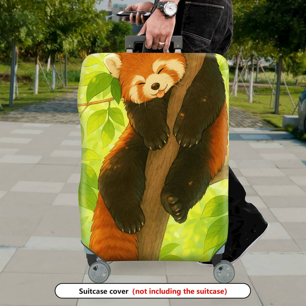 1-Piece Cute Red Panda Tree Leaves Nature Animal  Suitcase Luggage Cover, Stretch Protective Sleeve