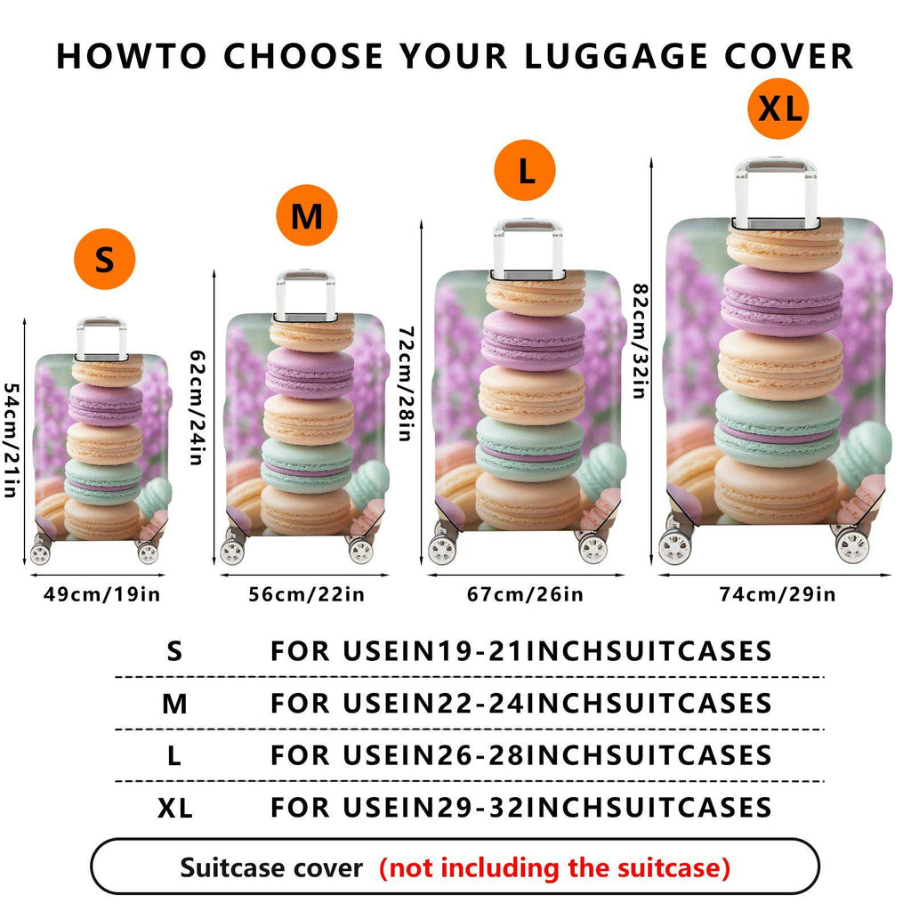 1-Piece Colorful Macaron Floral Pastel Art  Suitcase Luggage Cover, Stretch Protective Sleeve