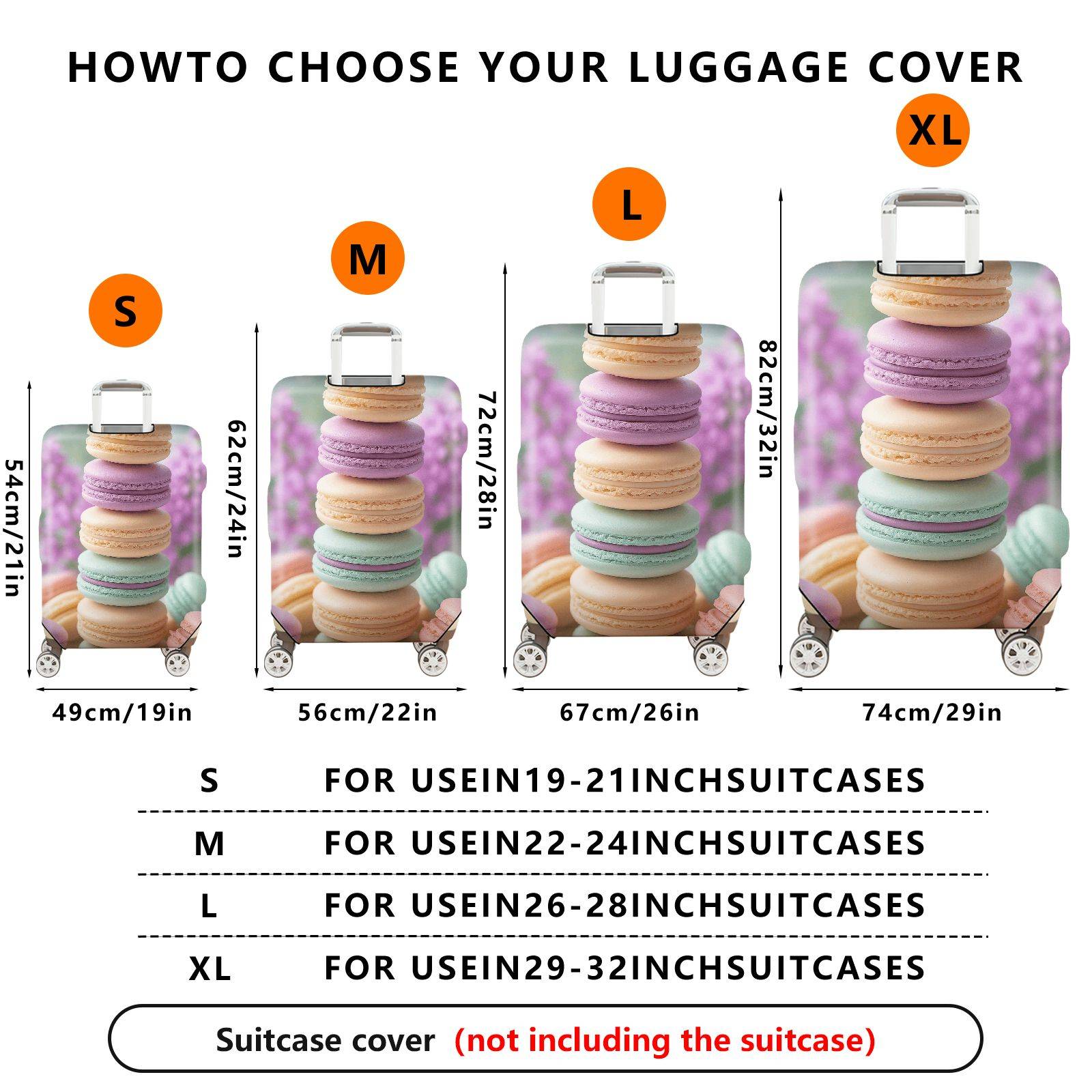 1-Piece Colorful Macaron Floral Pastel Art  Suitcase Luggage Cover, Stretch Protective Sleeve