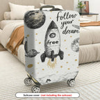 1-Piece Rocket Space Cosmic Star Moon Dream  Suitcase Luggage Cover, Stretch Protective Sleeve