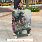 1-Piece Traditional Asian Watercolor Landscape Zen Nature  Suitcase Luggage Cover, Stretch Protective Sleeve