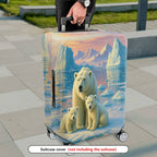 1-Piece Arctic Polar Bear Family Scenic Sunset Iceberg Wilderness  Suitcase Luggage Cover, Stretch Protective Sleeve