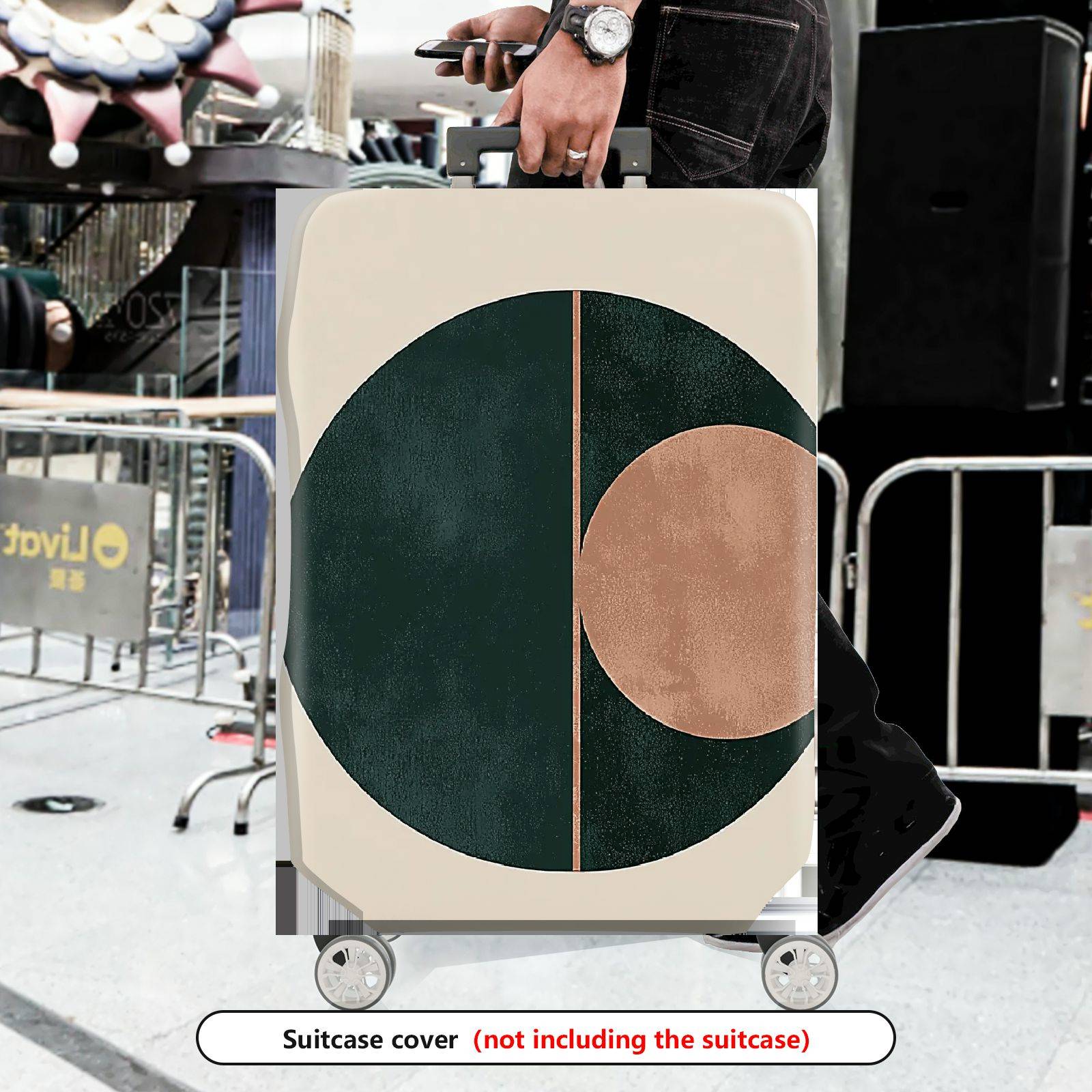 1-Piece Geometric Circle Abstract Modern Artistic Stylish  Suitcase Luggage Cover, Stretch Protective Sleeve