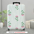 1-Piece Pastel Floral Striped Travel Holiday Spring  Suitcase Luggage Cover, Stretch Protective Sleeve
