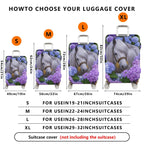 1-Piece Horse Floral Purple Blue  Suitcase Luggage Cover, Stretch Protective Sleeve