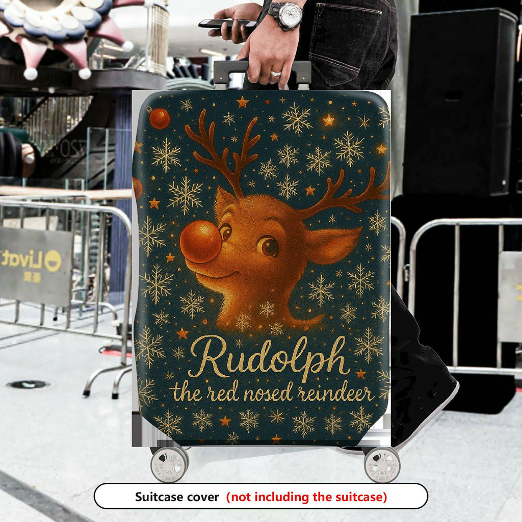 1-Piece Reindeer Snowflake Christmas Holiday Festive  Suitcase Luggage Cover, Stretch Protective Sleeve