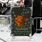1-Piece Reindeer Snowflake Christmas Holiday Festive  Suitcase Luggage Cover, Stretch Protective Sleeve