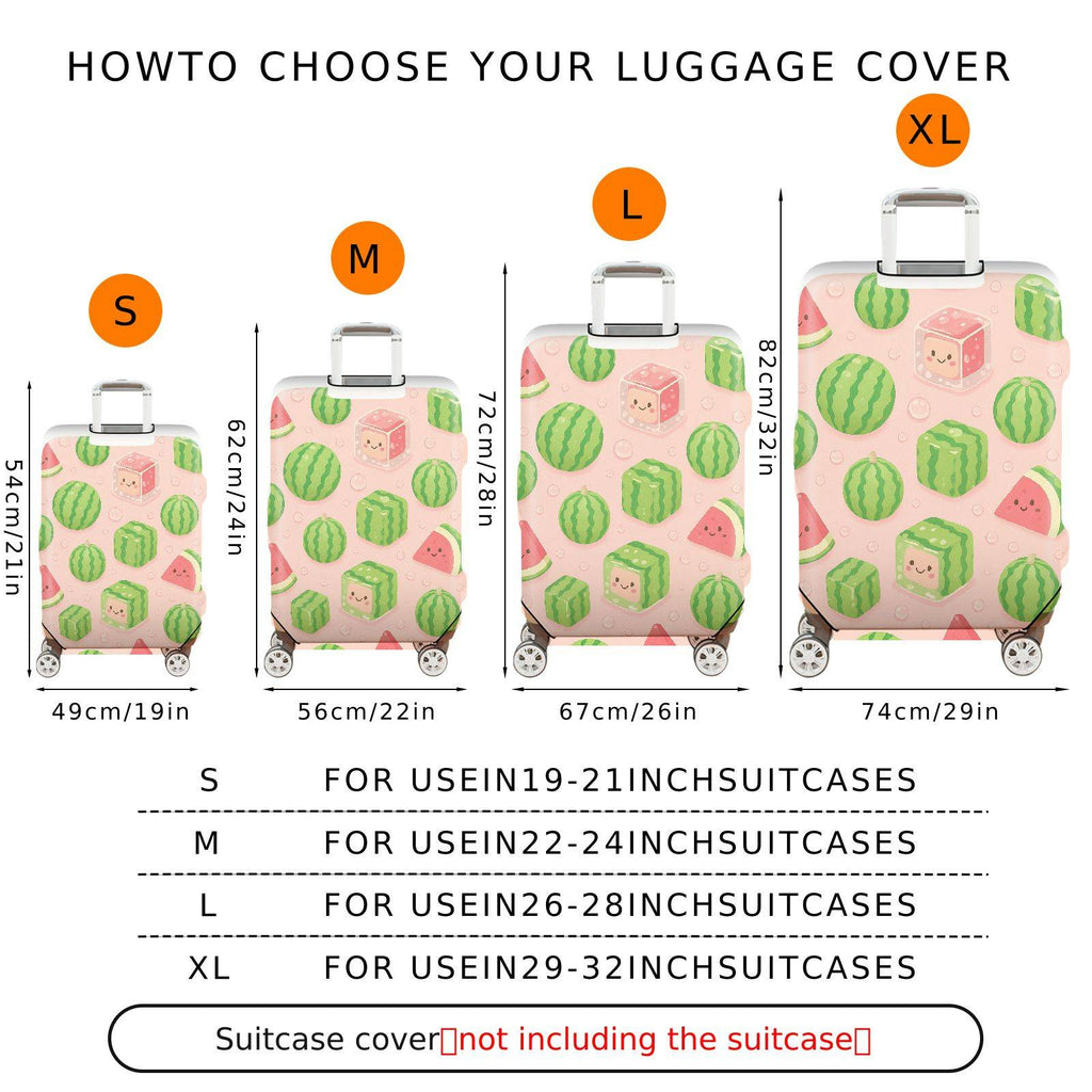1-Piece Cute Watermelon Pink Fun Cheerful Playful  Suitcase Luggage Cover, Stretch Protective Sleeve