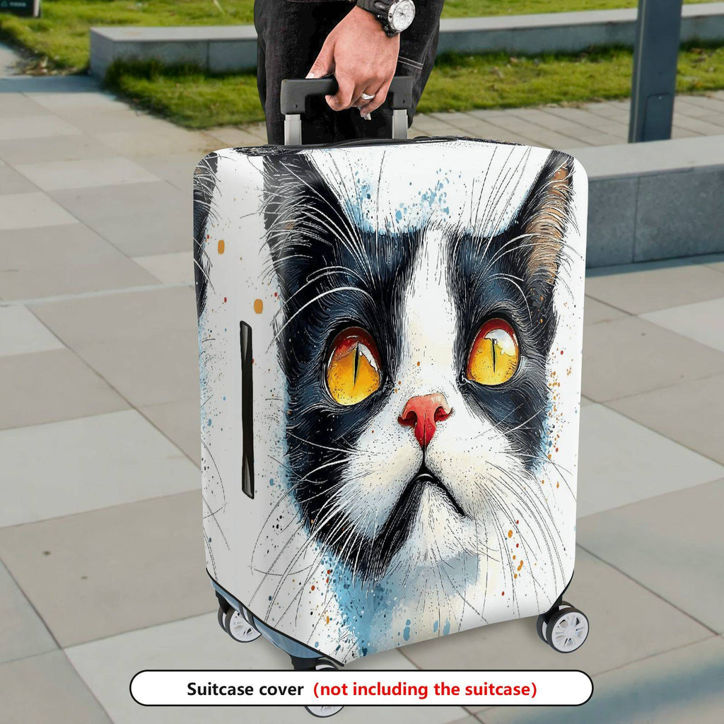1-Piece Cat Animal Painting Artistic Colorful Fun  Suitcase Luggage Cover, Stretch Protective Sleeve