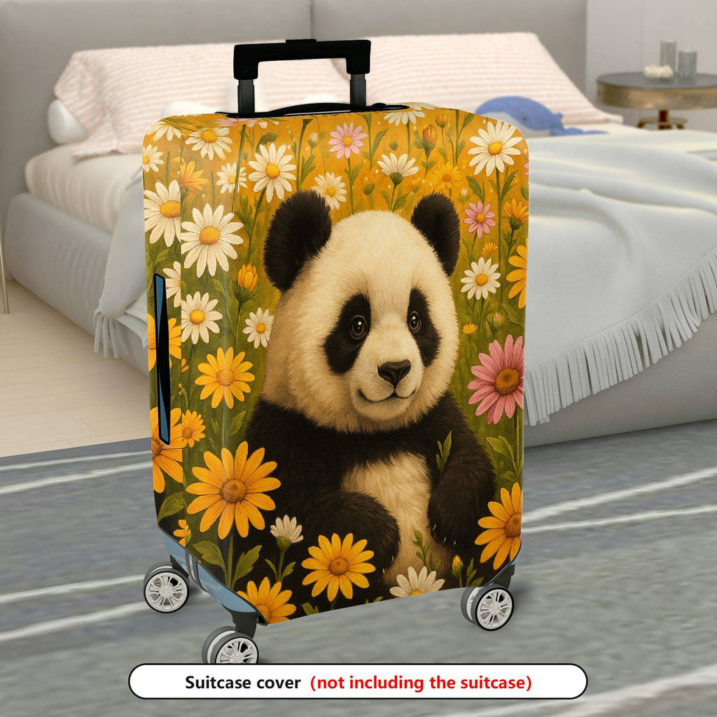 1-Piece Cute Panda Floral Nature Colorful Animal Fun  Suitcase Luggage Cover, Stretch Protective Sleeve
